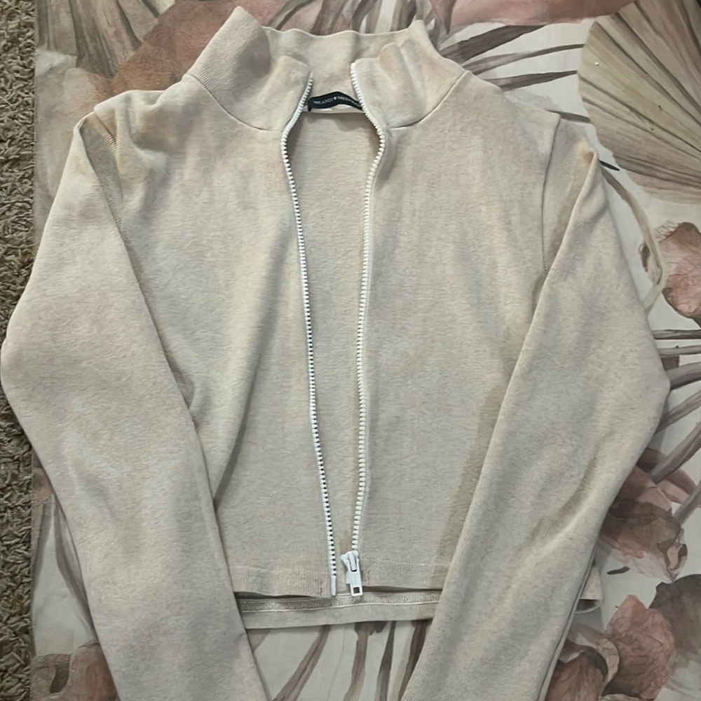 Brandy Melville oatmeal color zip up cardigan